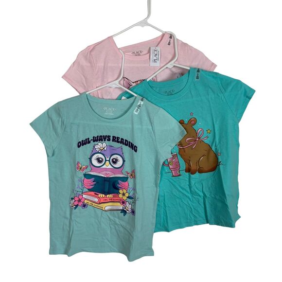 3 Pcs NWT The Children's Place Short Sleeve Graphic T-Shirts Girls Large - Picture 2 of 8